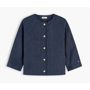 TOMMY HILFIGER - Linen Nautical Stripe Blouse Ls - 0BI - F|WW0WW51060/0BI