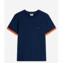 TOMMY HILFIGER - SAIL MIX MEDIA CUFF REGULAR TEE - DCC - F|MW0MW43203/DCC