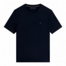 Camiseta de cuello redondo con logo bordado