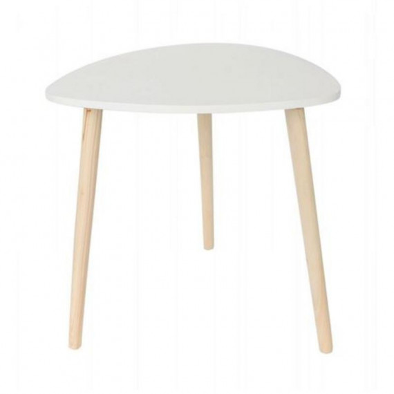 Mesita Auxiliar de Madera Blanca y Pino 48 cm