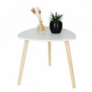 Mesita Auxiliar de Madera Blanca y Pino 48 cm