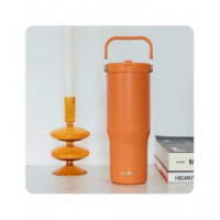 QUOKKA Termo Cool con Asa Papaya Naranaja 860ML 6H CALIENTE/18H FRIO/48 Hielo