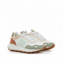 Mustang Zapatillas blancas con detalles en verde 60885-C59191