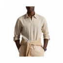 Polo RALPH LAUREN - Long Sleeve Custom Fit Linnen Shirt - Stoneware Grey - 710966294518/STONEWARE Grey
