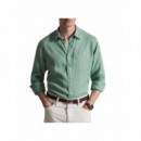 Polo RALPH LAUREN - Long Sleeve Custom Fit Linnen Shirt - Faded Mint - 710966294522/FADED Mint