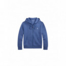 Polo RALPH LAUREN - Long Sleeve Open Hooded Cotton And Recycled Polyester Jumpe - Earth Blue - 710881517523/EARTH Blue