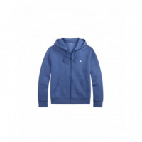 Polo RALPH LAUREN - Long Sleeve Open Hooded Cotton And Recycled Polyester Jumpe - Earth Blue - 710881517523/EARTH Blue