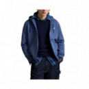 Polo RALPH LAUREN - Long Sleeve Open Hooded Cotton And Recycled Polyester Jumpe - Earth Blue - 710881517523/EARTH Blue