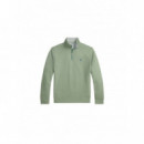 Polo RALPH LAUREN - Long Sleeve 1/2 Zip Knit - Greenery Heather C7952 - 710812963501/GREENERY Heather C7952