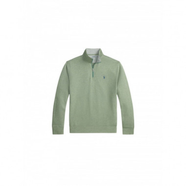 Polo RALPH LAUREN - Long Sleeve 1/2 Zip Knit - Greenery Heather C7952 - 710812963501/GREENERY Heather C7952
