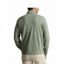 Polo RALPH LAUREN - Long Sleeve 1/2 Zip Knit - Greenery Heather C7952 - 710812963501/GREENERY Heather C7952
