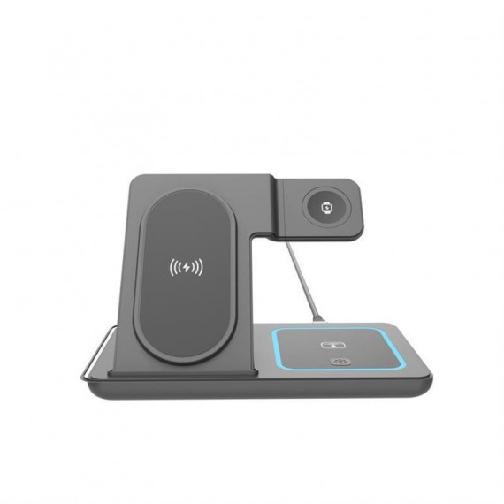 GEMBIRD Base de Carga Inalambrica 3 en 1 15W para Apple Watch Negro
