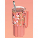 QUOKKA Termo UMI Floral Coral 720Ml 6H Caliente/12h Frio/36H Hielo