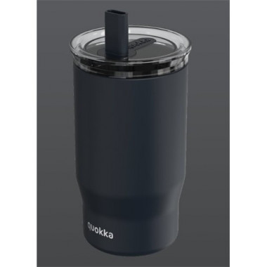 QUOKKA Termo Con Pajita Mist Negro 720Ml 10H Frio/24h Hielo