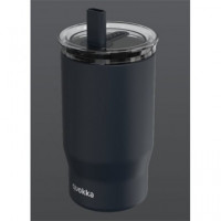 QUOKKA Termo Con Pajita Mist Negro 720Ml 10H Frio/24h Hielo
