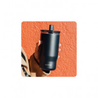 QUOKKA Termo Con Pajita Mist Negro 720Ml 10H Frio/24h Hielo