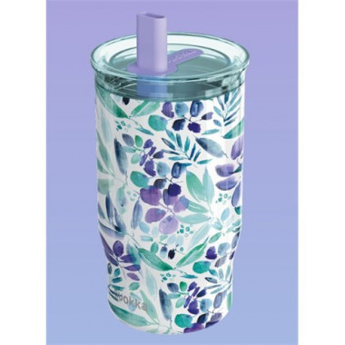 QUOKKA Termo Con Pajita Mist Violet Blooms 720Ml 10H Frio/24h Hielo