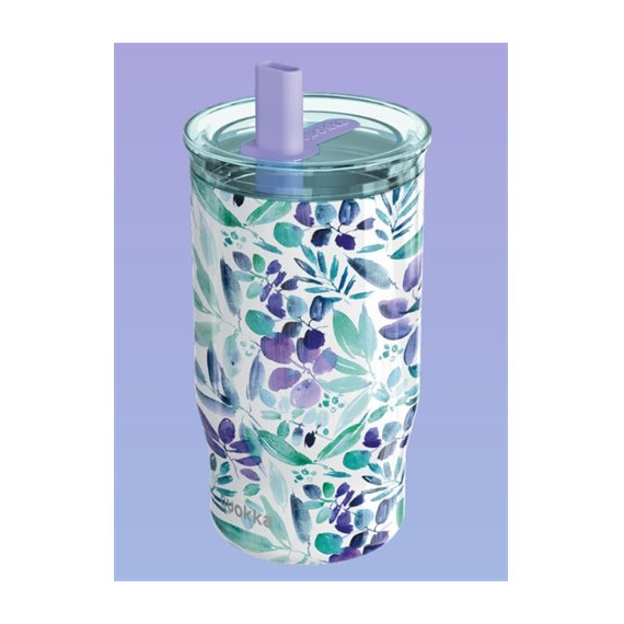 QUOKKA Termo Con Pajita Mist Violet Blooms 720Ml 10H Frio/24h Hielo