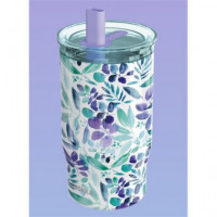 QUOKKA Termo Con Pajita Mist Violet Blooms 720Ml 10H Frio/24h Hielo
