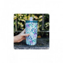 QUOKKA Termo Con Pajita Mist Violet Blooms 720Ml 10H Frio/24h Hielo