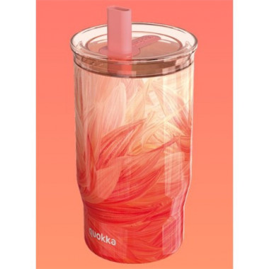 QUOKKA Termo Con Pajita Mist Peach Petals 720Ml 10H Frio/24h Hielo