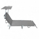 Tumbona Plegable con Parasol Gris Oscuro DONNA GARDEN 186X55X24CM