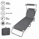 Tumbona Plegable con Parasol Gris Oscuro DONNA GARDEN 186X55X24CM