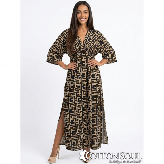 Vestido Crepe de Musgo Tiara Negro COTTON SOUL