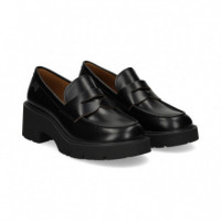 Mocasin Plataforma+antifaz Piel Negro  CAMPER