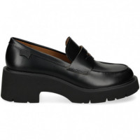 Mocasin Plataforma+antifaz Piel Negro  CAMPER