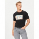 Ss Cn GUESS Mosaic Tee Jet Black A996
