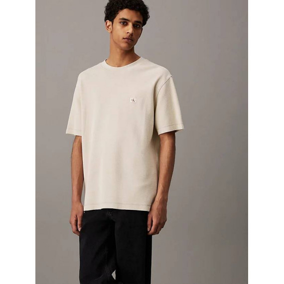 Waffle Woven Label Relaxed Tee Pelican  CALVIN KLEIN