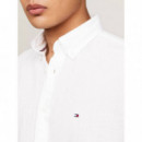 Pigment Dyed Linen Rf Shirt S/s Optic Wh  TOMMY HILFIGER
