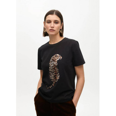 Camiseta Tigre Pedrer&iacute;a Negro  LOLA CASADEMUNT
