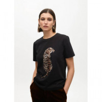 Camiseta Tigre Pedrería Negro  LOLA CASADEMUNT