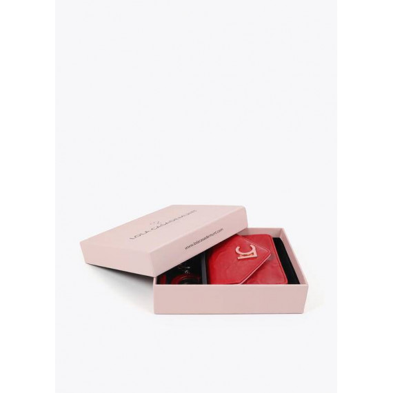 MONEDERO Y LLAVERO FORRADO LC ROJO-ROSA