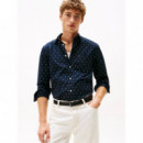 Flex Poplin Small Print Rf Shirt Desert  TOMMY HILFIGER