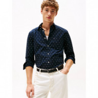 Flex Poplin Small Print Rf Shirt Desert  TOMMY HILFIGER