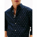 Flex Poplin Small Print Rf Shirt Desert  TOMMY HILFIGER