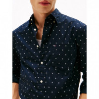 Flex Poplin Small Print Rf Shirt Desert  TOMMY HILFIGER