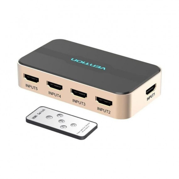 DUPLICADOR VENTION 5XHDMI HEMBRA - HDMI MACHO GOLD