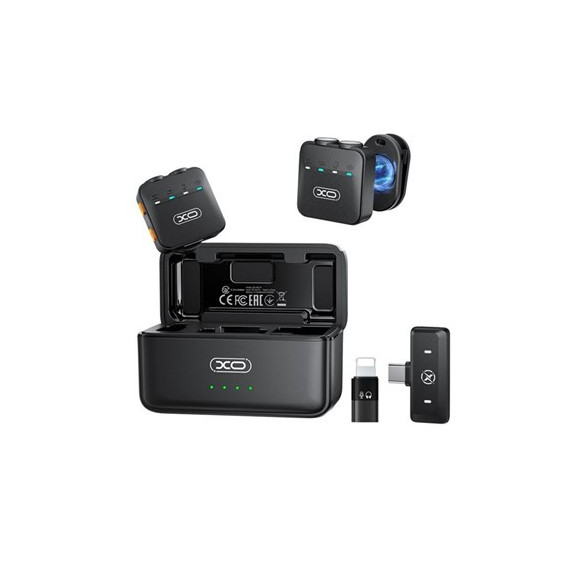 XO Pack 2 Microfonos de Solapa MC15 con Iman/ia con Receptor Tipo C+adaptador Lightning