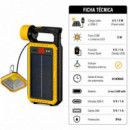 LINTERNA SOLAR RECARGABLE AIRMEC CON FOCO COB, POWERBANK Y LÁMPARA EXTERNA