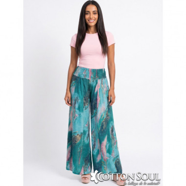 Pantalon Crepe de Musgo Amala Verde Rosa COTTON SOUL