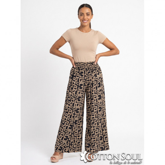 Pantalon Crepe de Musgo Amala Negro COTTON SOUL
