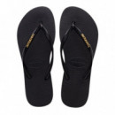HAVAIANAS Slim Logo Metallic Negro