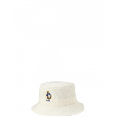 POLO RALPH LAUREN - WOVEN-BUCKET-HAT - DECKWASH WHITE W NEWPORT BEAR - 710B19127001/DECKWASH WHITE W NEWPORT BEAR