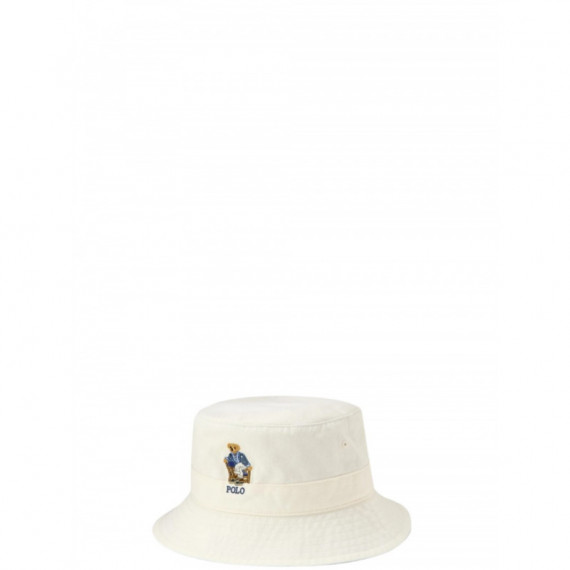 POLO RALPH LAUREN - WOVEN-BUCKET-HAT - DECKWASH WHITE W NEWPORT BEAR - 710B19127001/DECKWASH WHITE W NEWPORT BEAR