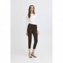 Pantalones Mujer Pantalón ICHI Kate Cropped Chocolate Torte