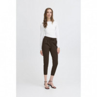 Pantalones Mujer Pantalón ICHI Kate Cropped Chocolate Torte